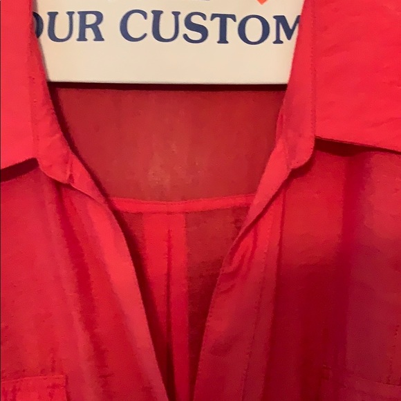 bright melon colored sheer blouse - Picture 4 of 4